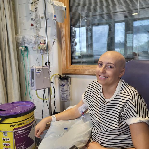 Holly receiving chemotherapy in hospital