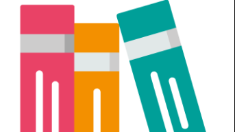 Graphic of three book spines