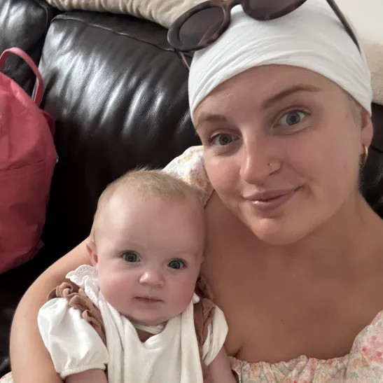 Amelia with her baby