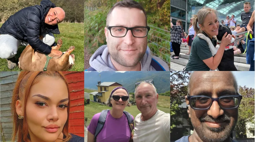 A collage of 6 of the people who have their personal stories on our website