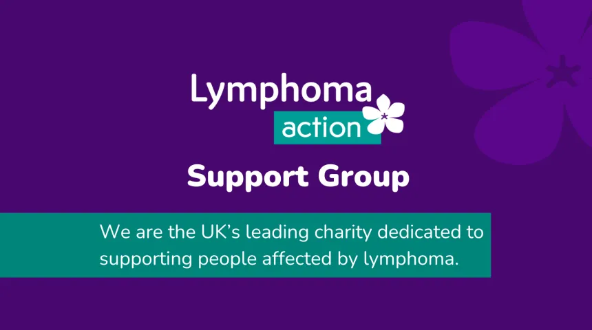 Logo and wording saying 'We are the UK's leading charity dedicated to supporting people affected by lymphoma'